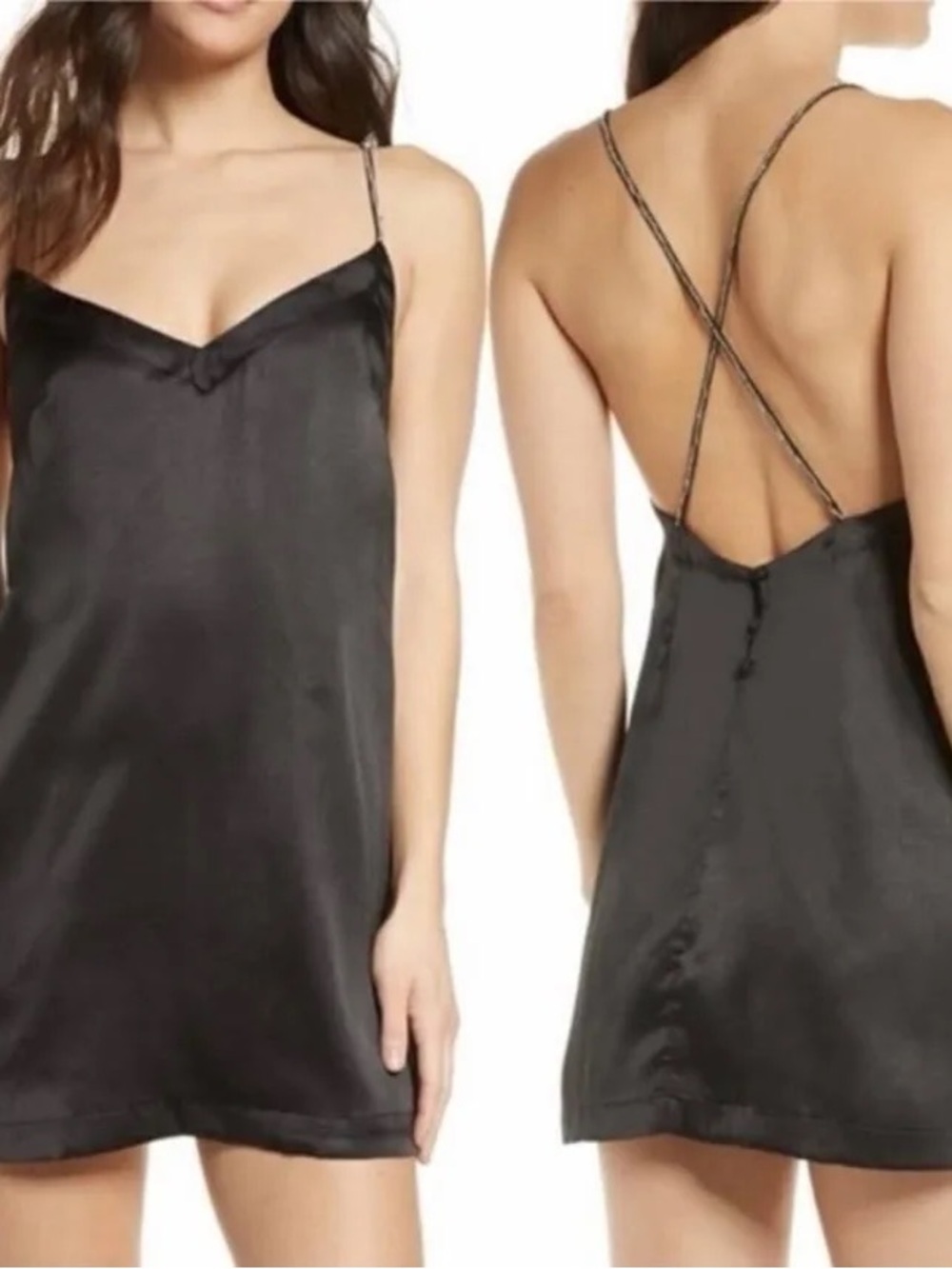 Intimately Free People Black Mini Slip Dress Small